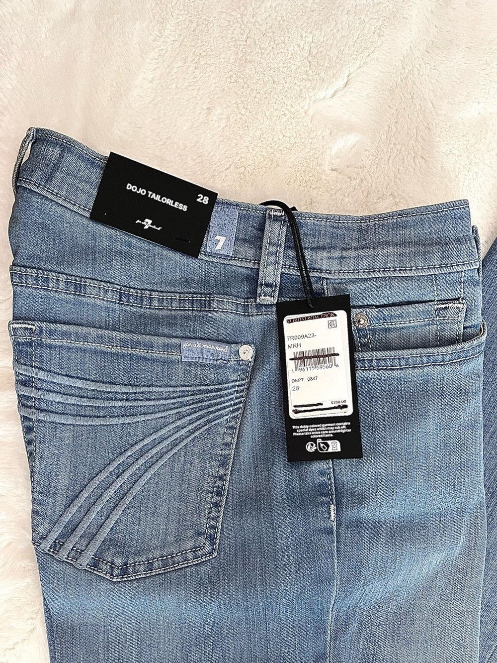 NWT 7 For All Mankind Dojo Tailorless Flare Jeans Color Marrakech Wash Size 28 - Picture 5 of 16